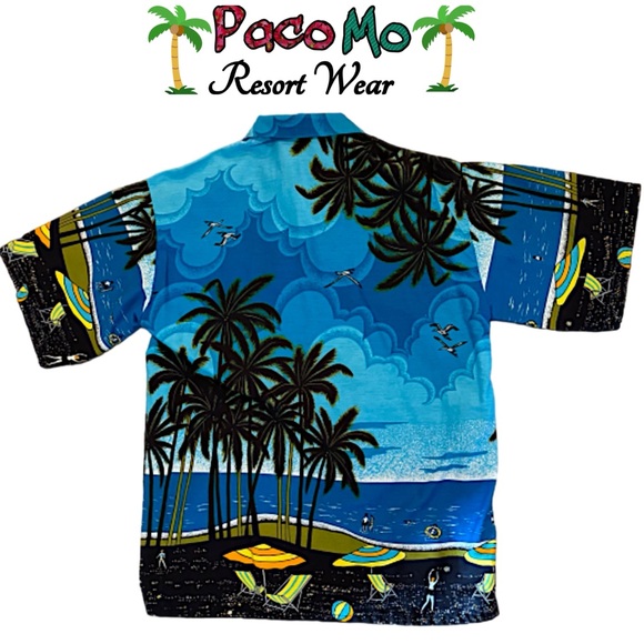 NEW Paco Mo Men’s Tropical Palm Hawaiian Shirt Size Medium - Picture 2 of 7